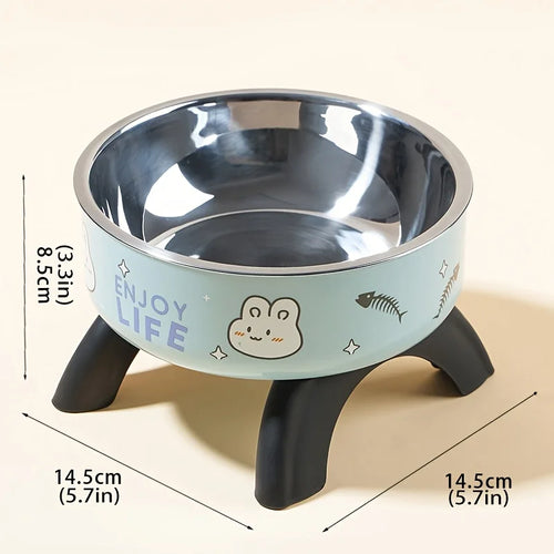 Anti-Tip Stainless Steel Pet Bowl con Design a Coniglietto